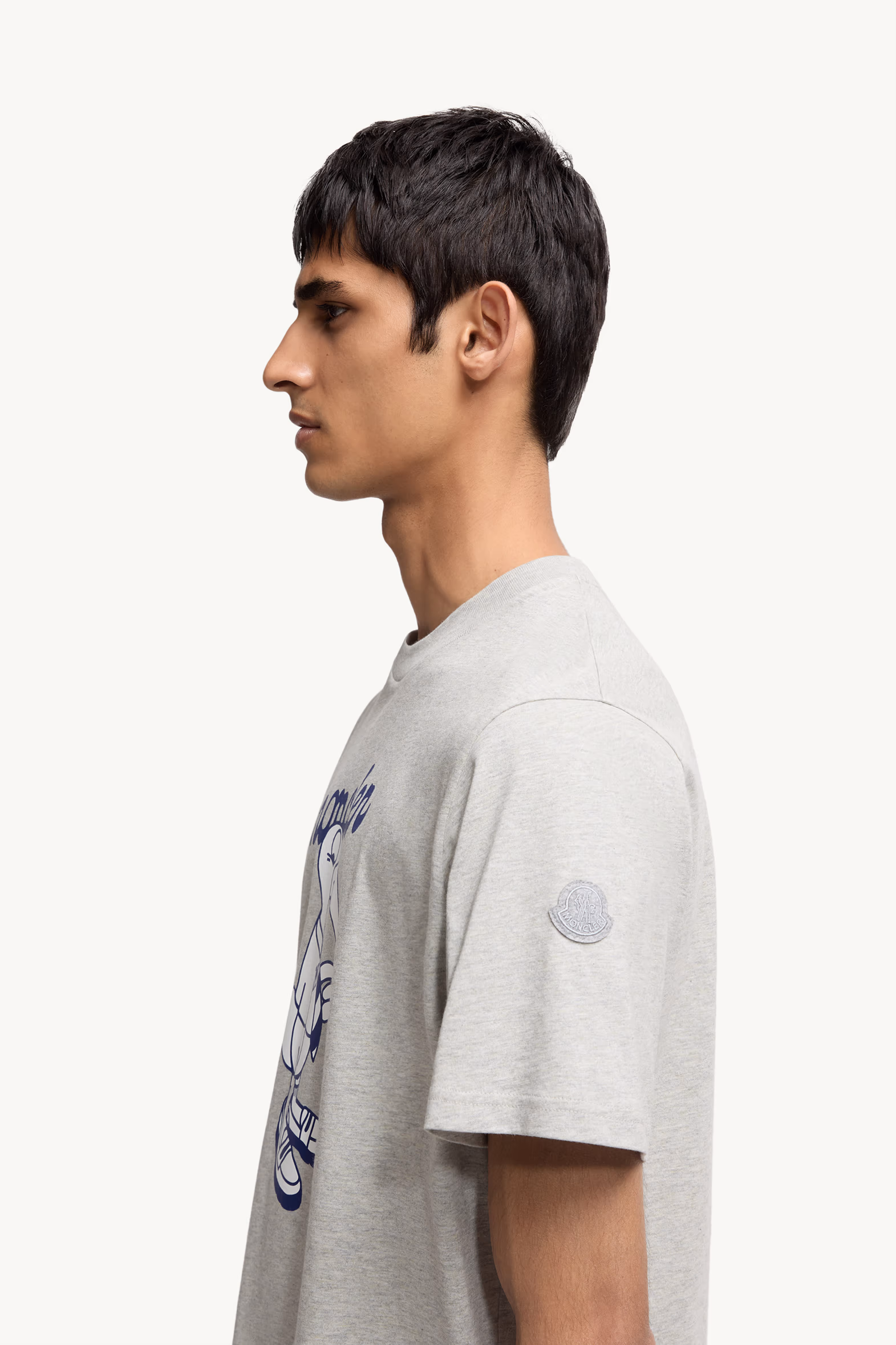 Mascot Logo Cotton T-Shirt Men Grey Moncler 4